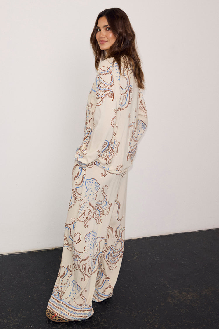 Cream Octopus Button Through Pyjamas