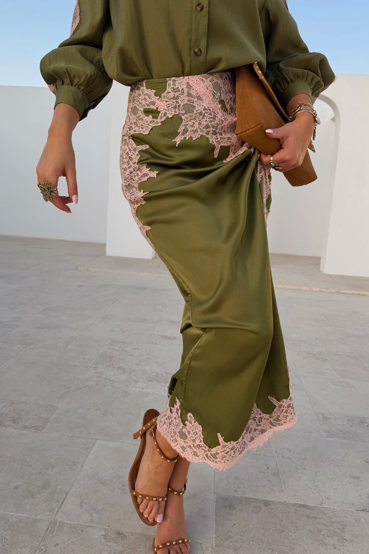 Olive & Pink Lily Skirt