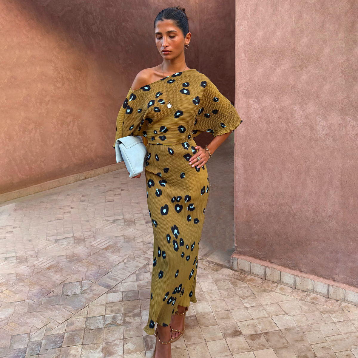 Olive Blurred Leopard Tilly Dress