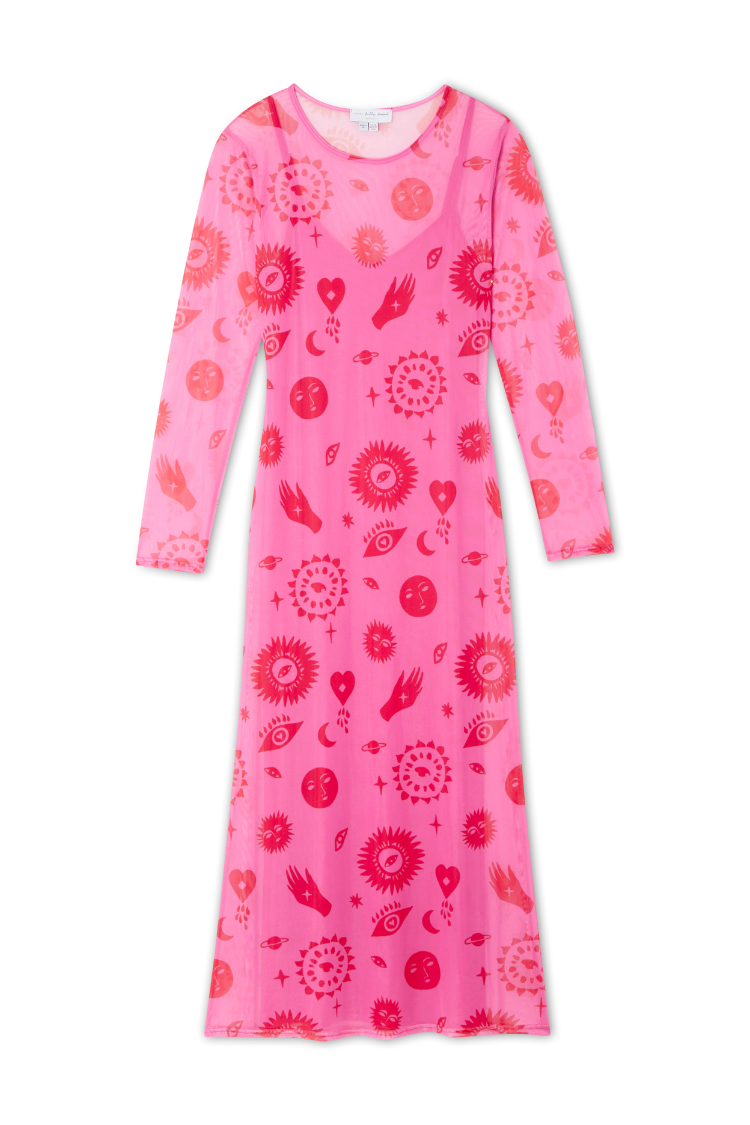 Pink and Red Morocco Mesh Dress