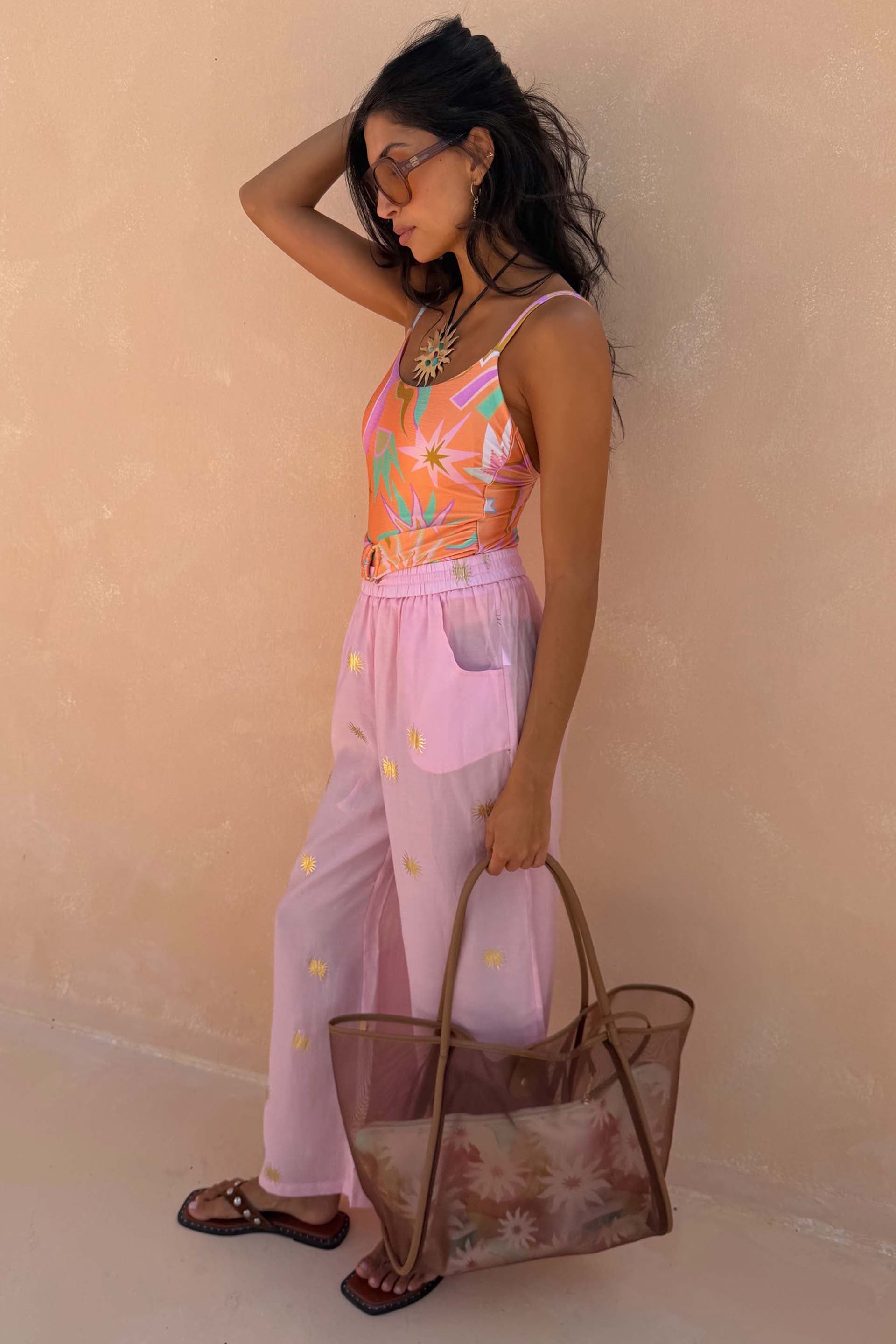 Pink Elissa Trousers with Sun Foil