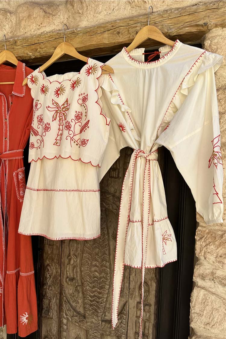 Cream And Red Pollenca Mini Dress