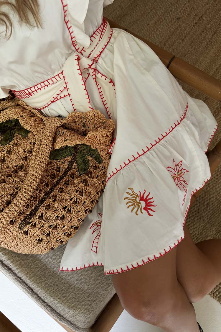 Cream And Red Pollenca Mini Dress