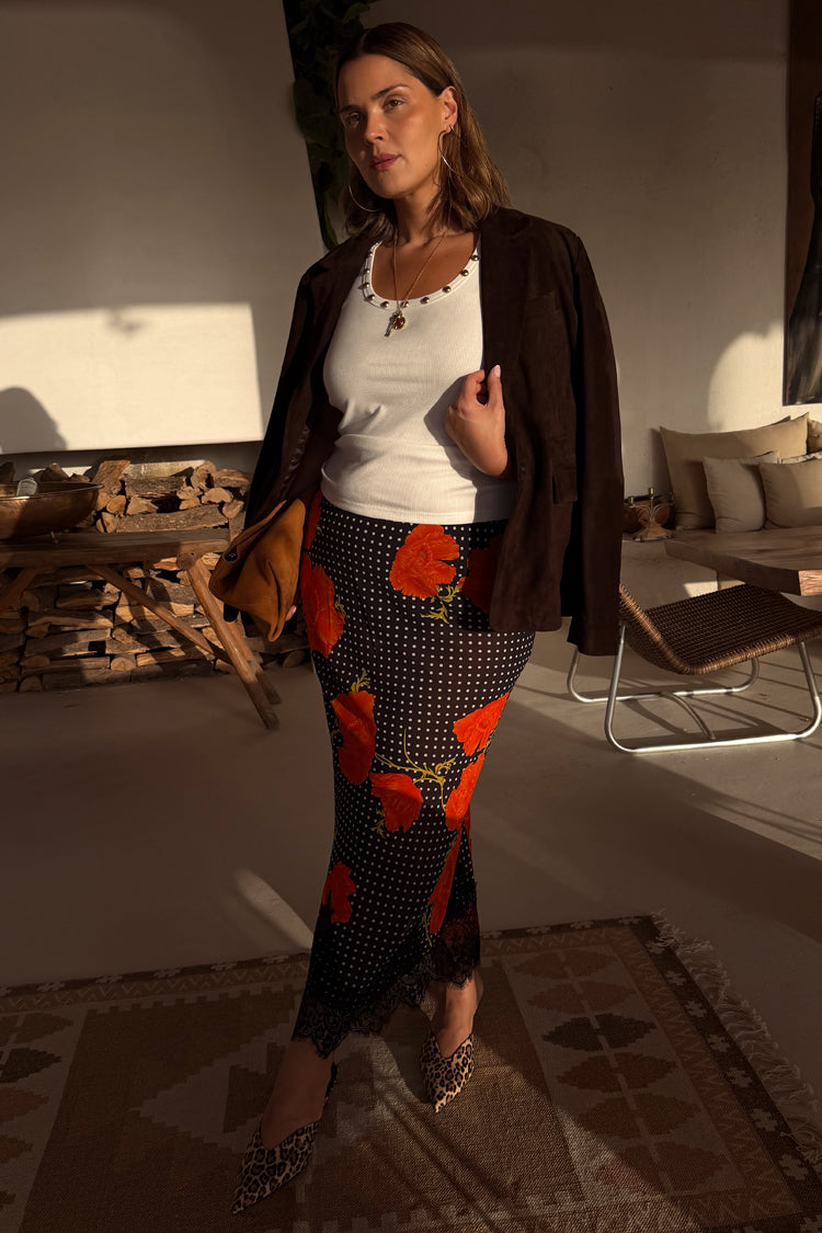 Black Poppy Midi Maeva Skirt