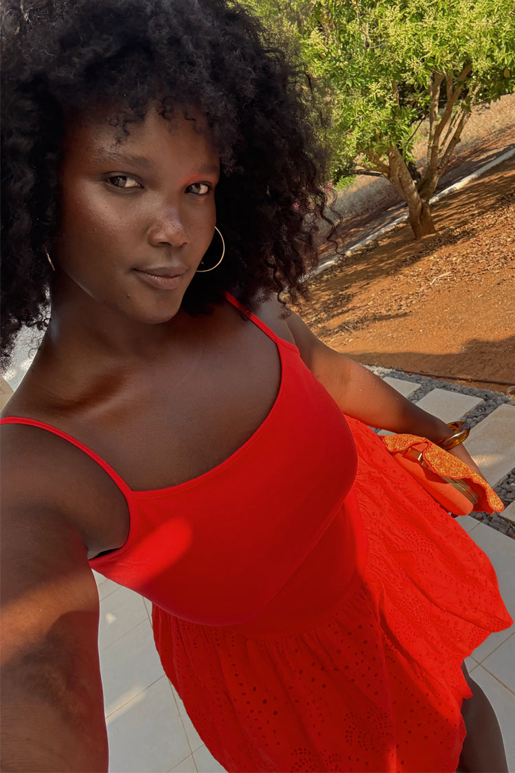 Red Broderie Mini Lola Dress