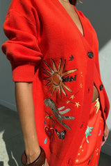 Red Celestial Cardigan
