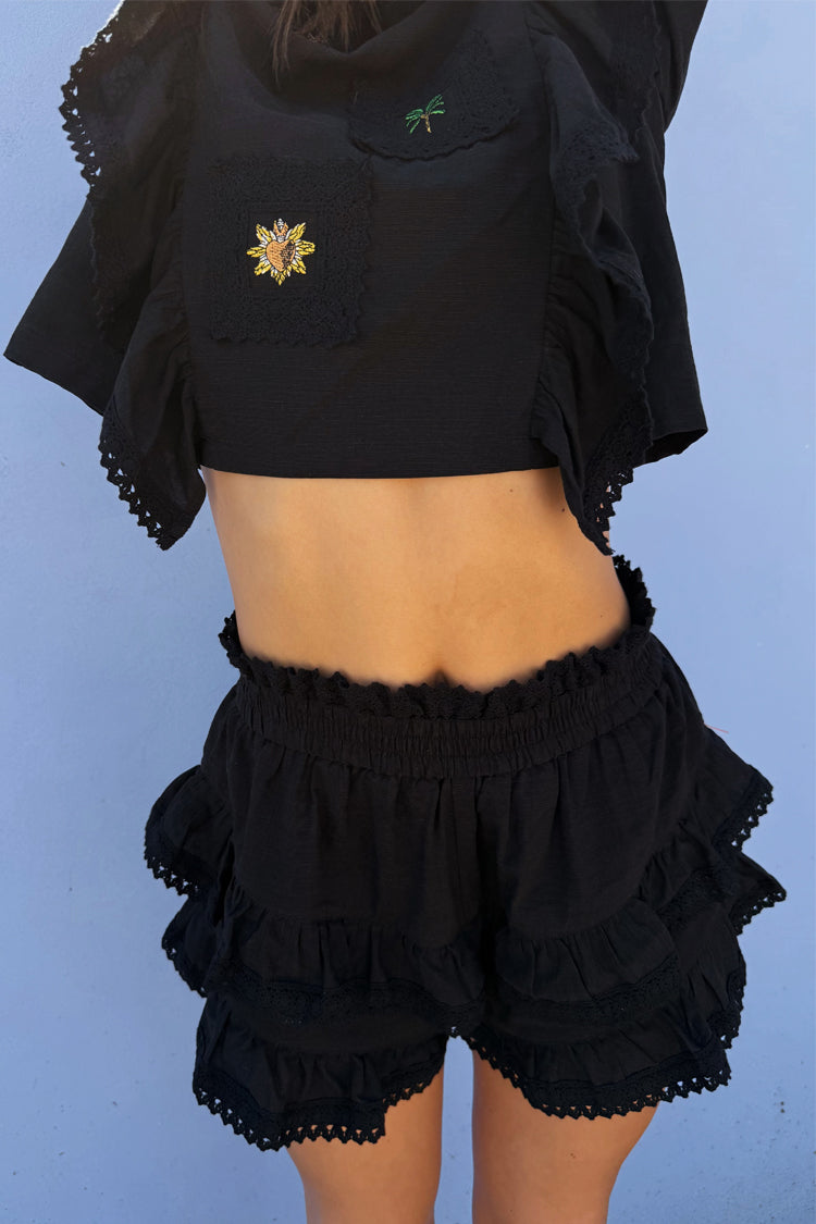 Black Ruffle Shorts