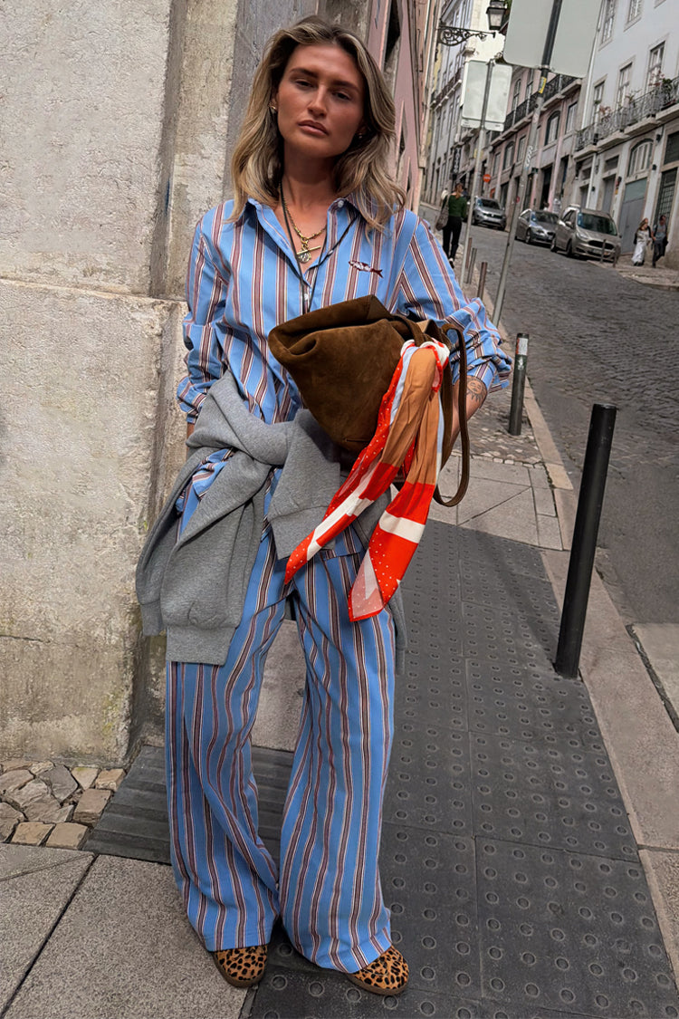 Blue Cotton Stripe Jogger