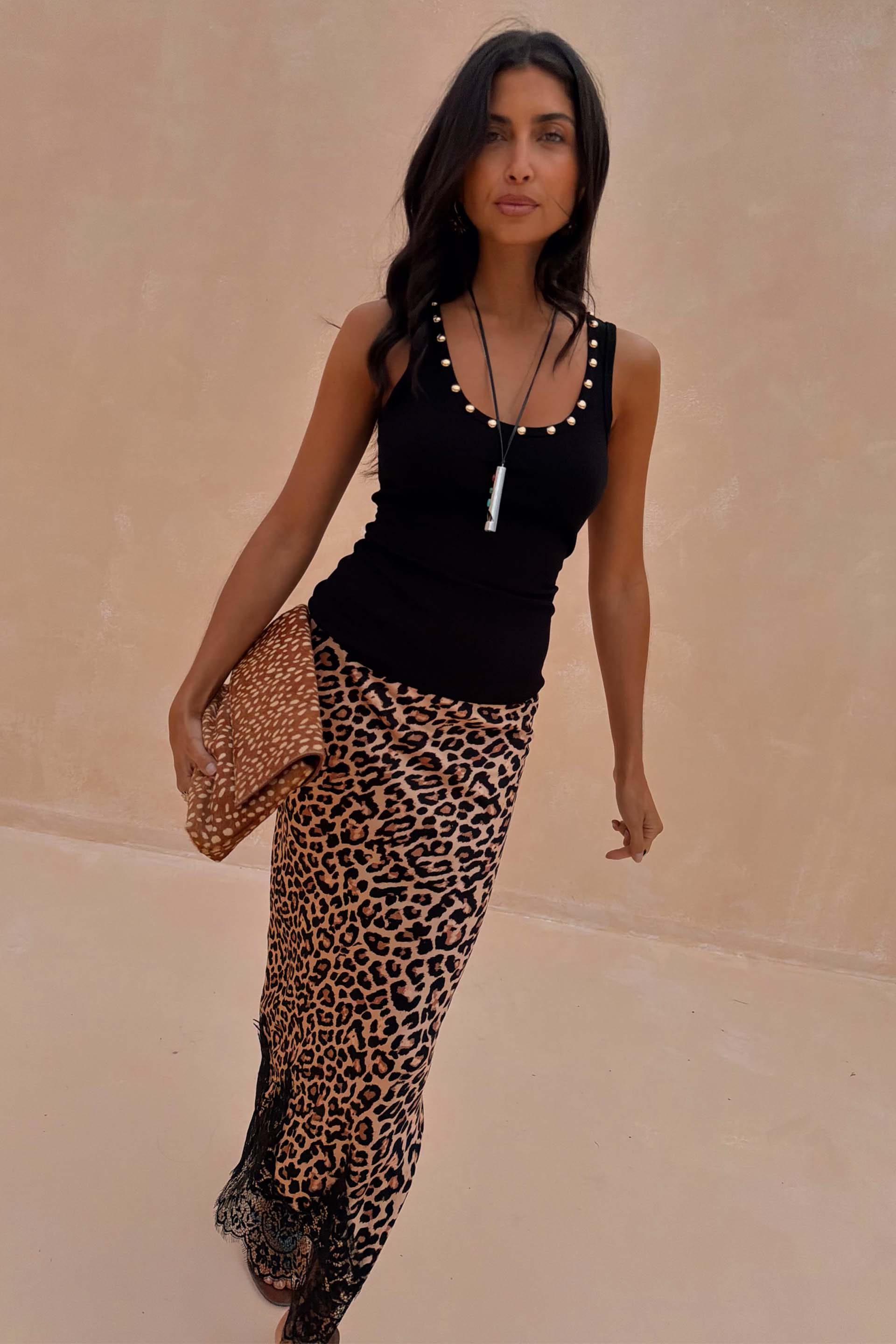 Black Studded Rib Vest
