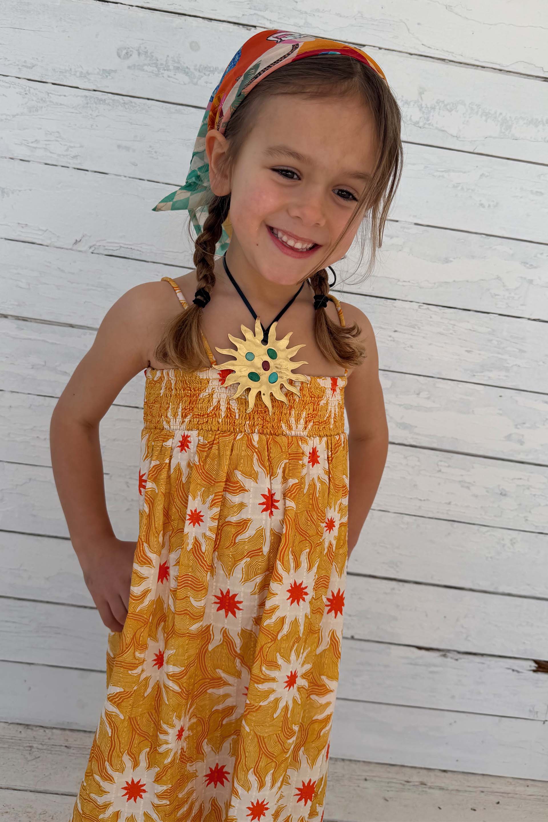 Girl's Yellow Cotton Sun Dress