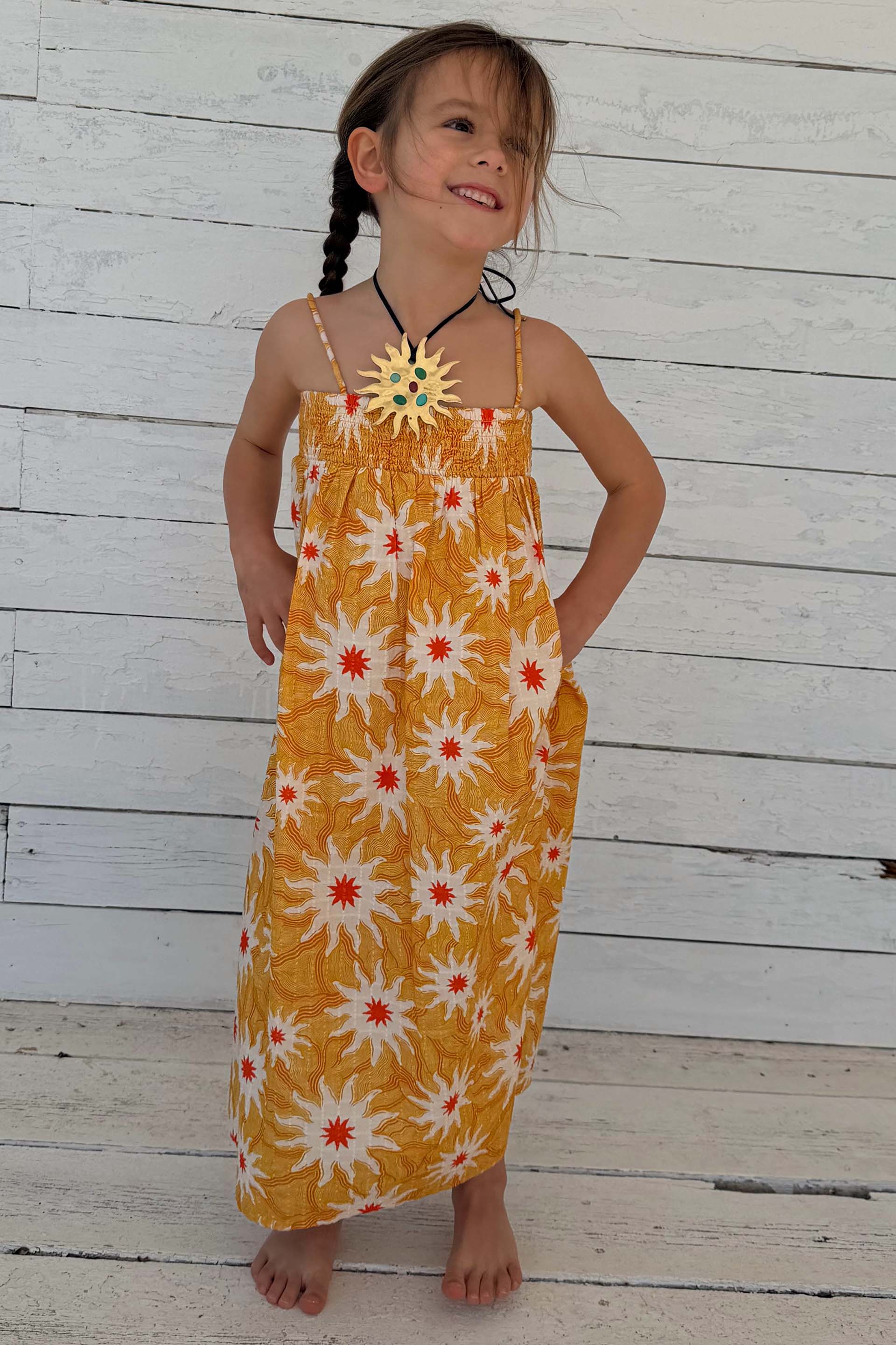 Girl's Yellow Cotton Sun Dress