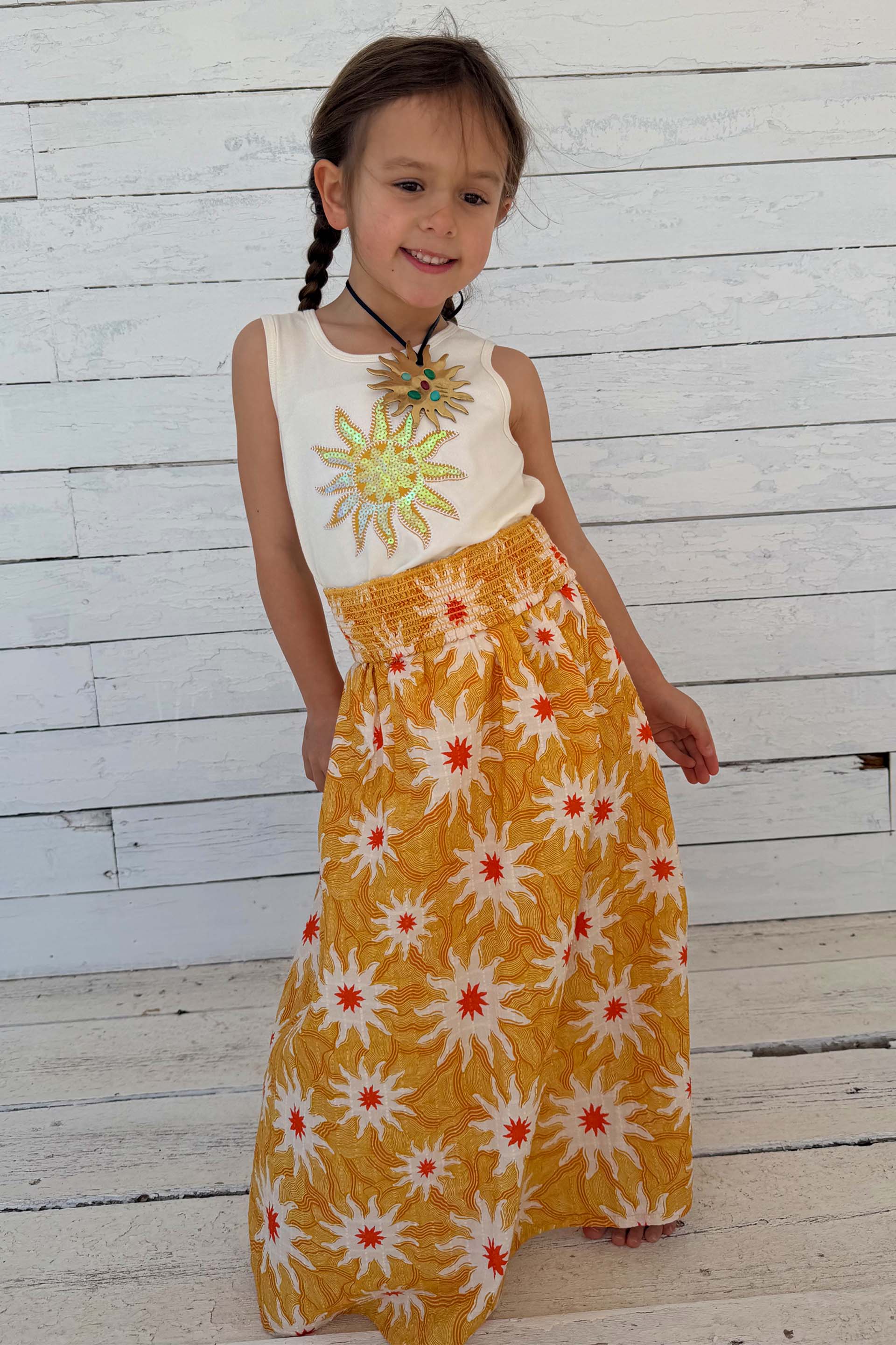 Girl's Yellow Cotton Sun Dress