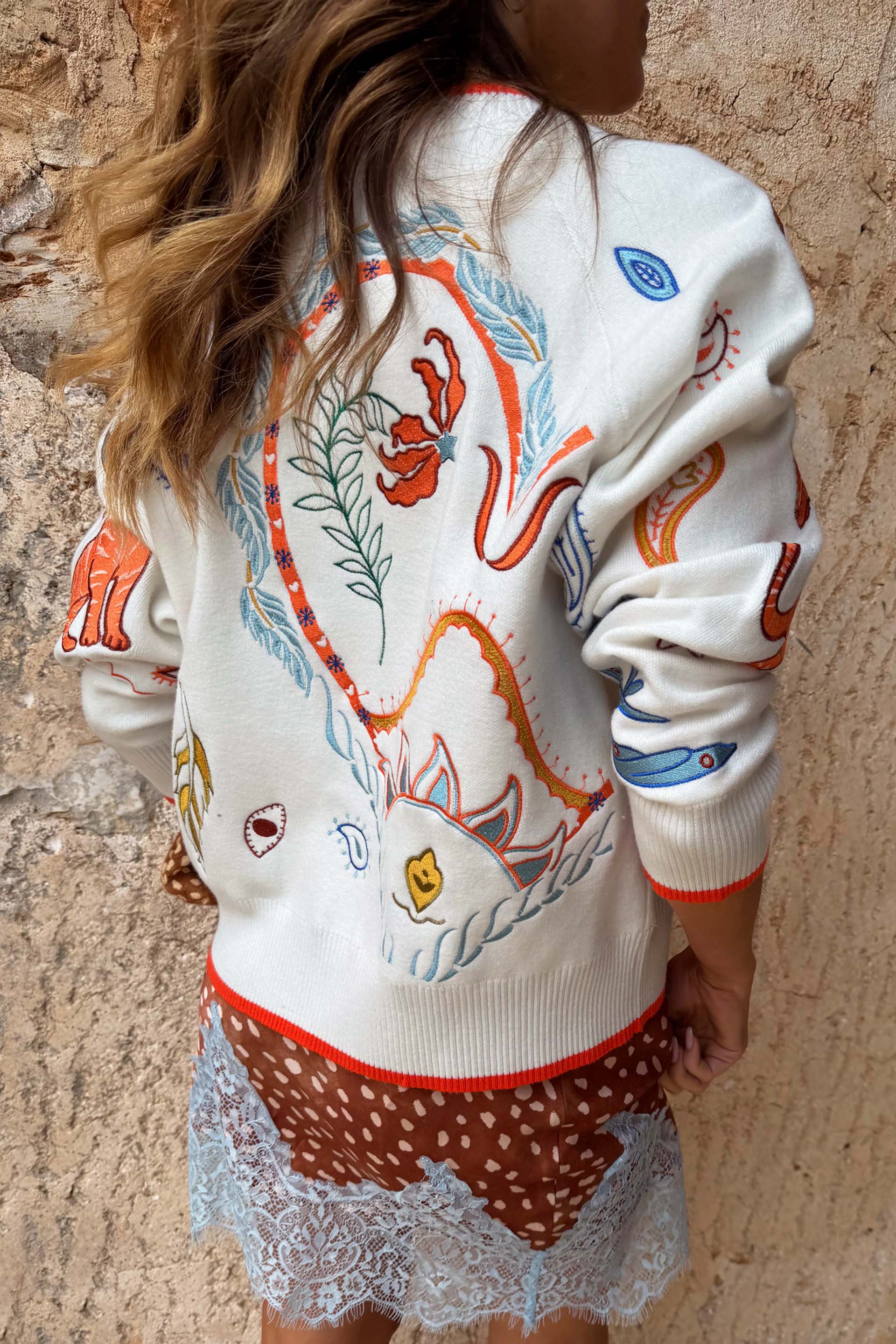 Cream Cheryl Cardigan in Tigress Print