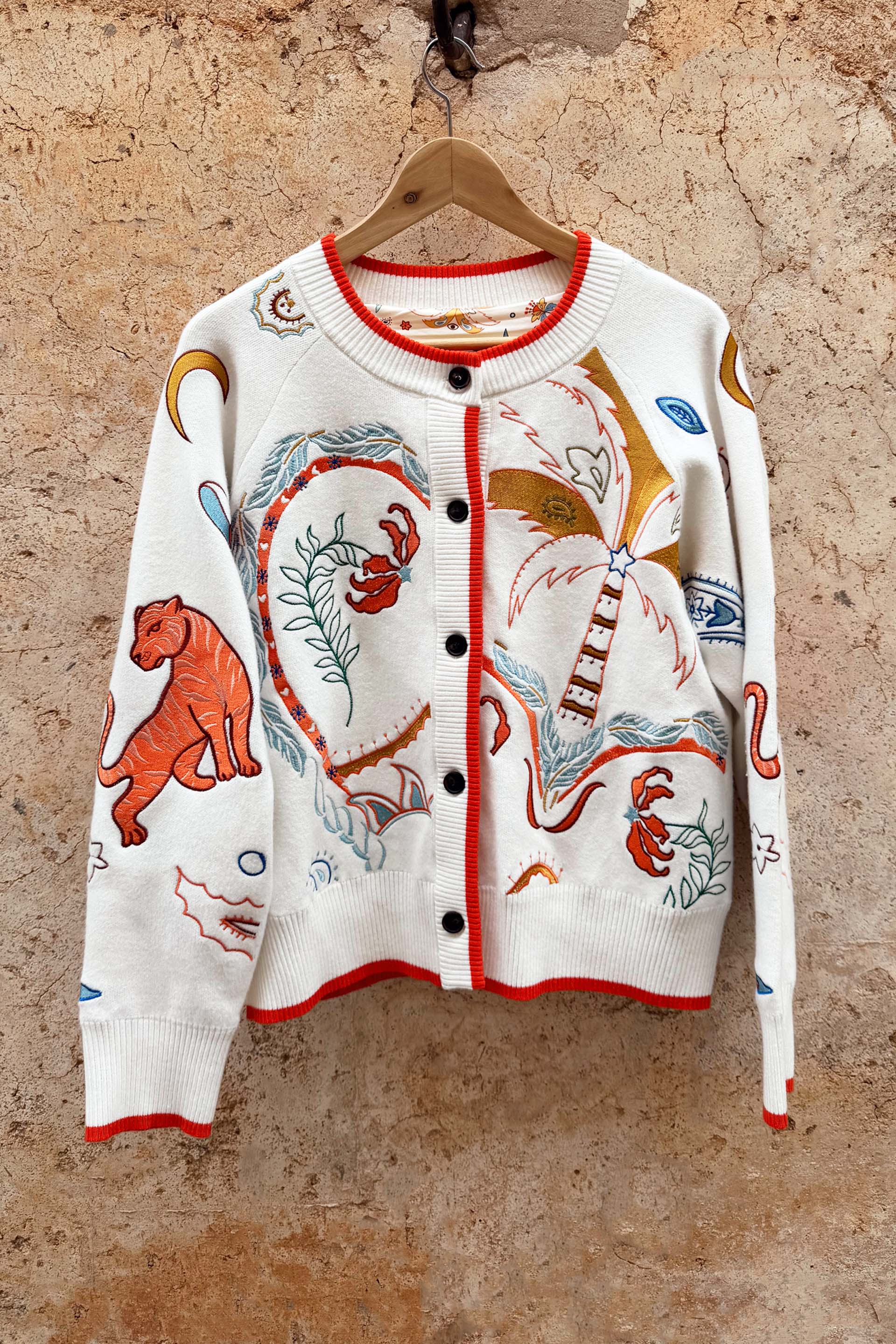 Cream Cheryl Cardigan in Tigress Print