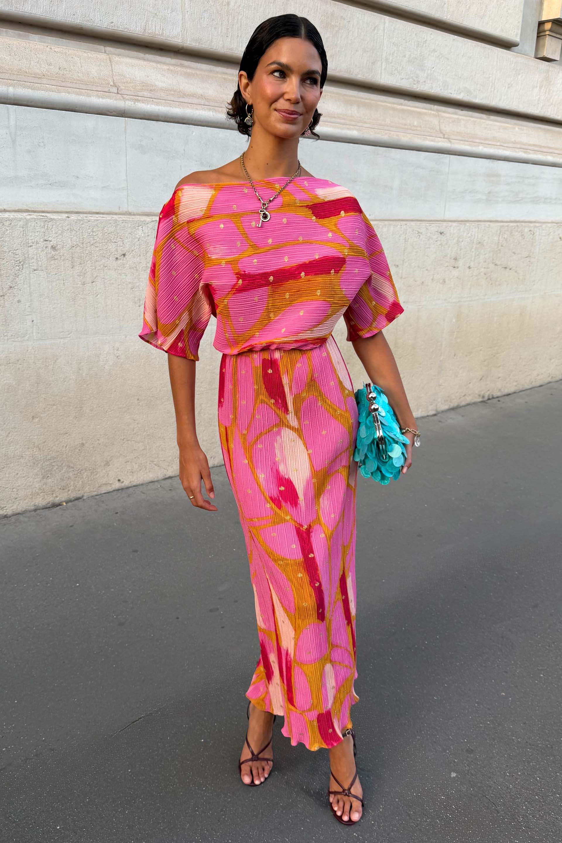 Pink and Olive Abstract Tilly Dress