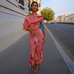 Pink and Olive Abstract Tilly Dress