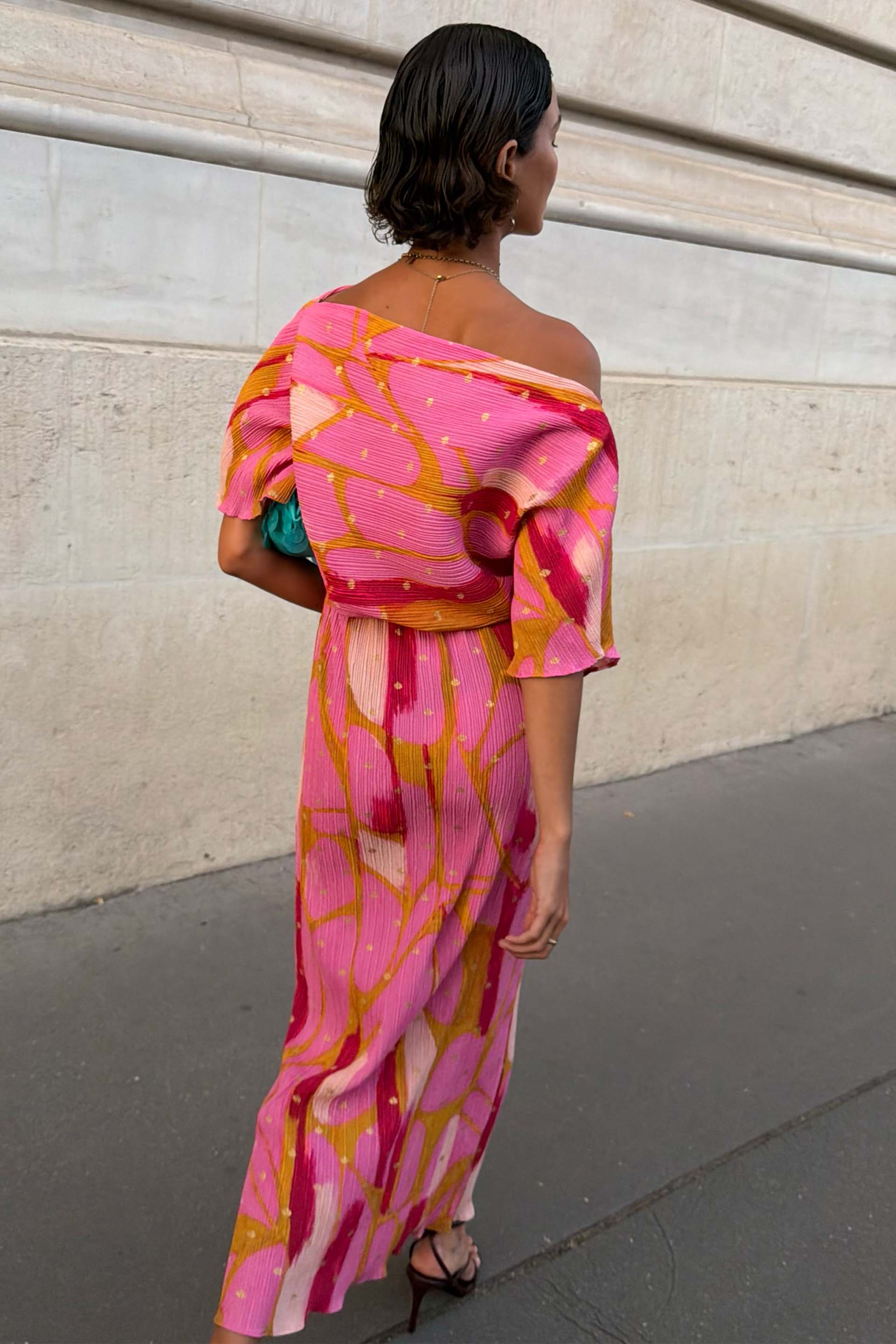 Pink and Olive Abstract Tilly Dress