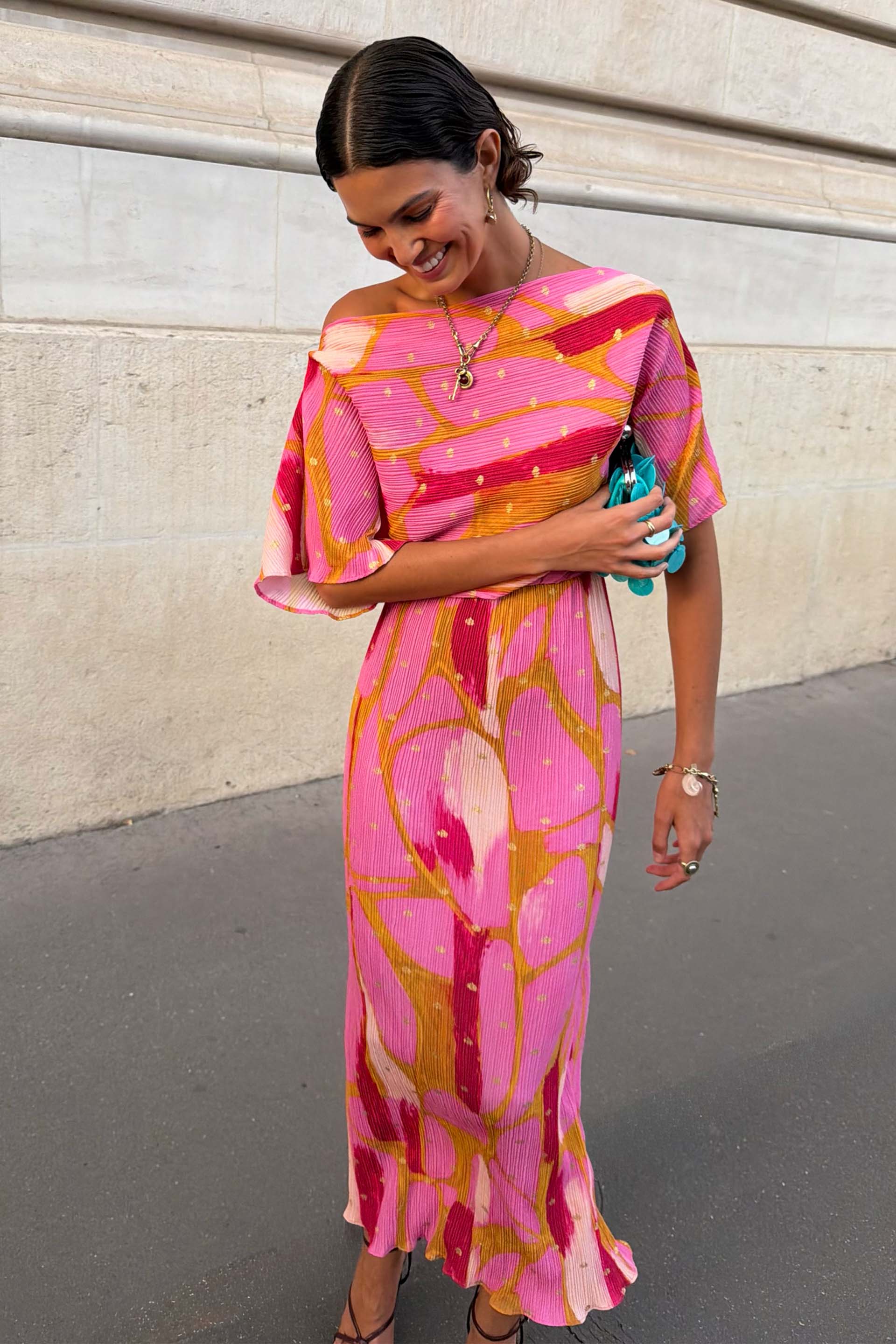 Pink and Olive Abstract Tilly Dress