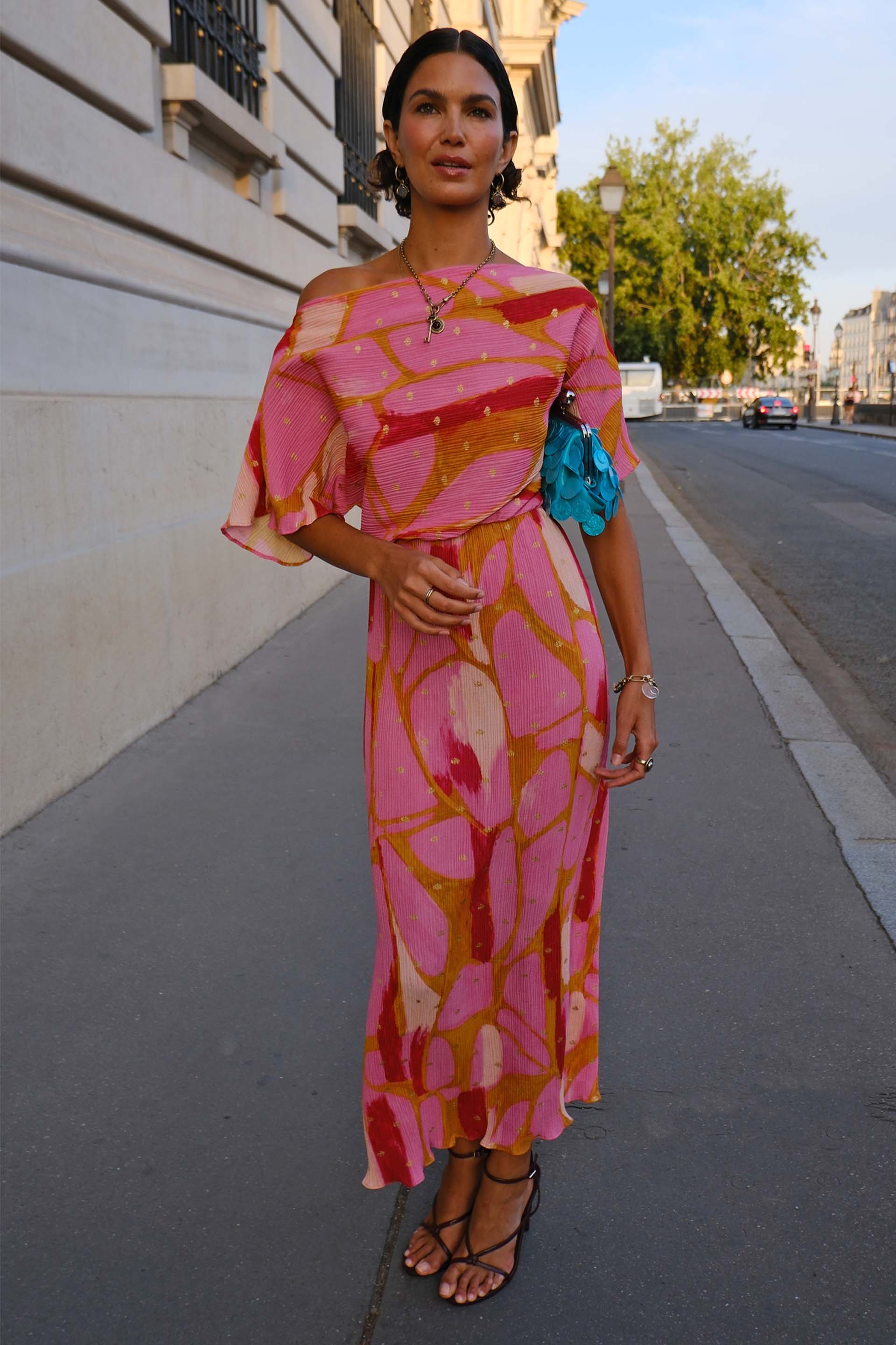 Pink and Olive Abstract Tilly Dress