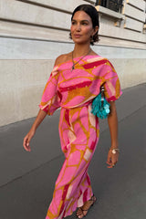 Pink and Olive Abstract Tilly Dress