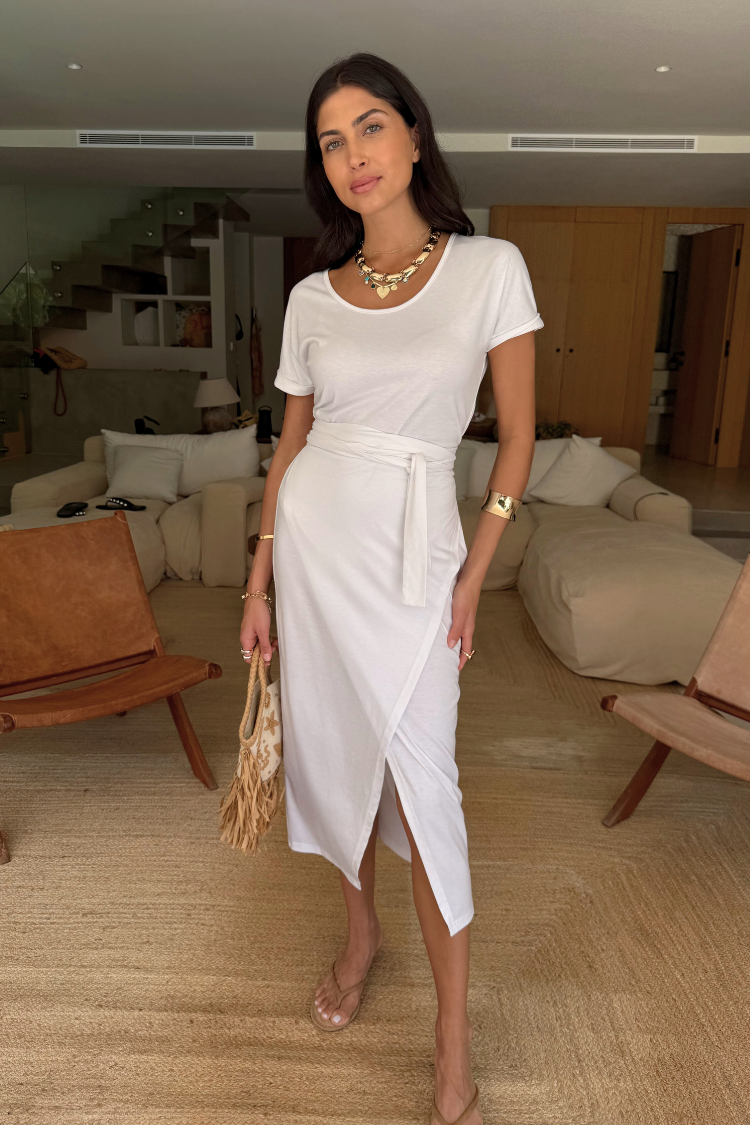 White Jesse Jersey Wrap Dress