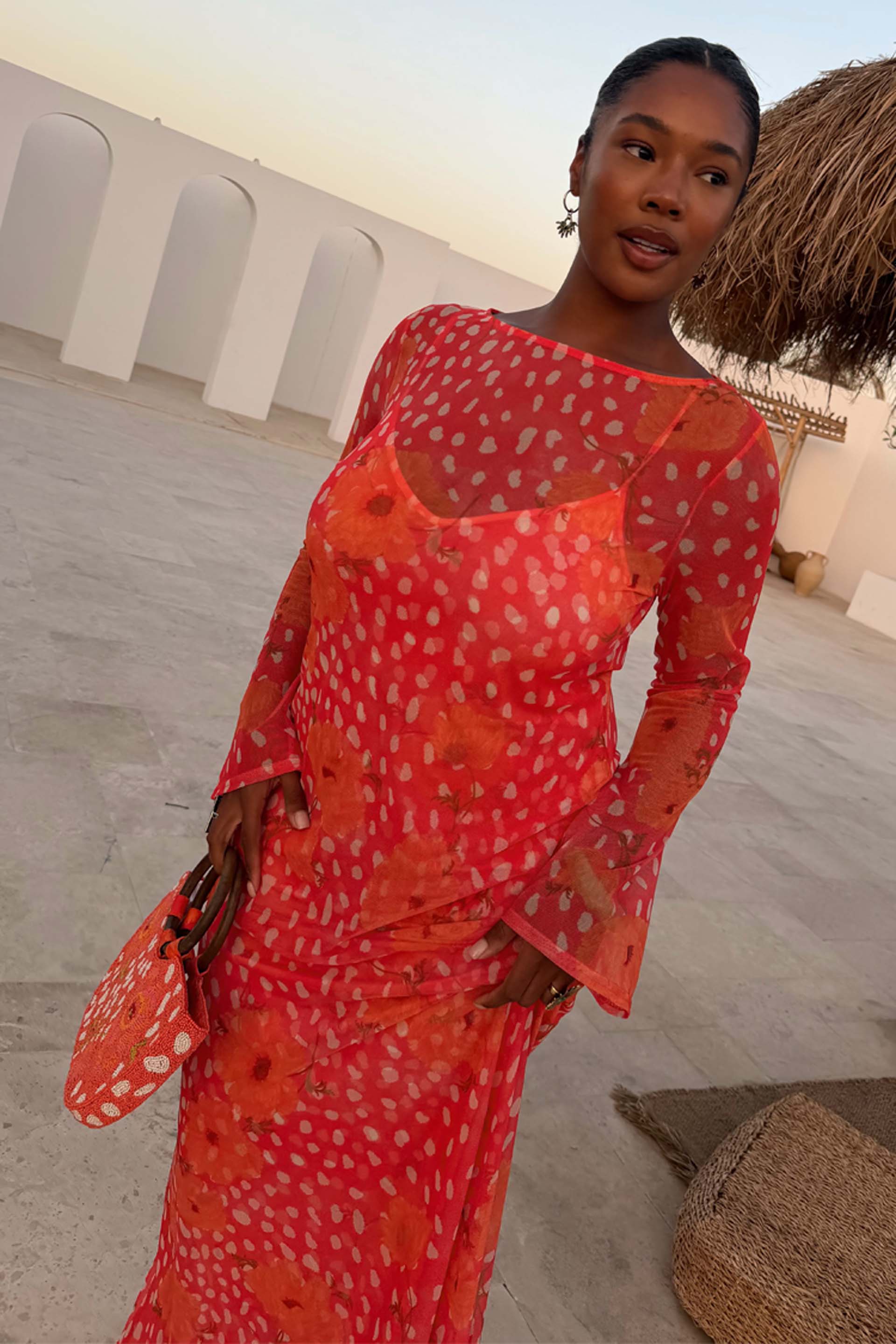 Coral Deer Poppy Aria Dress