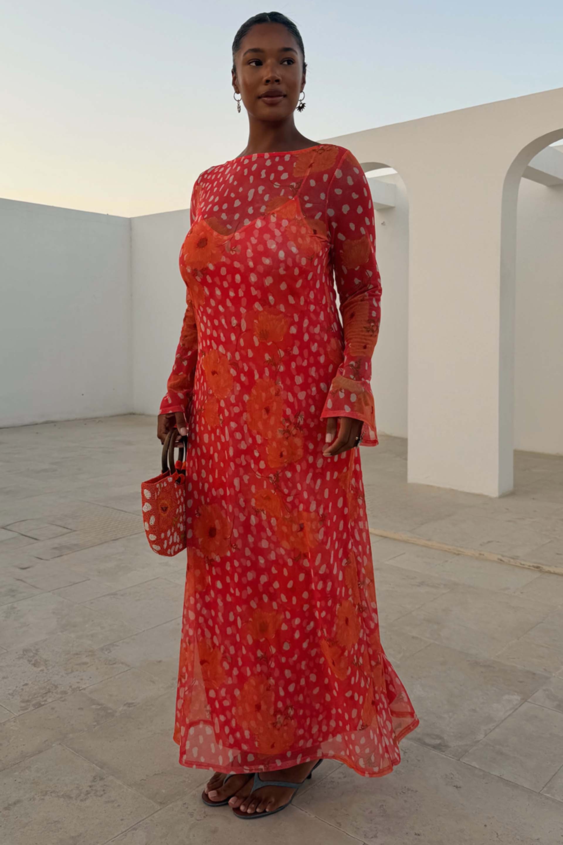Coral Deer Poppy Aria Dress