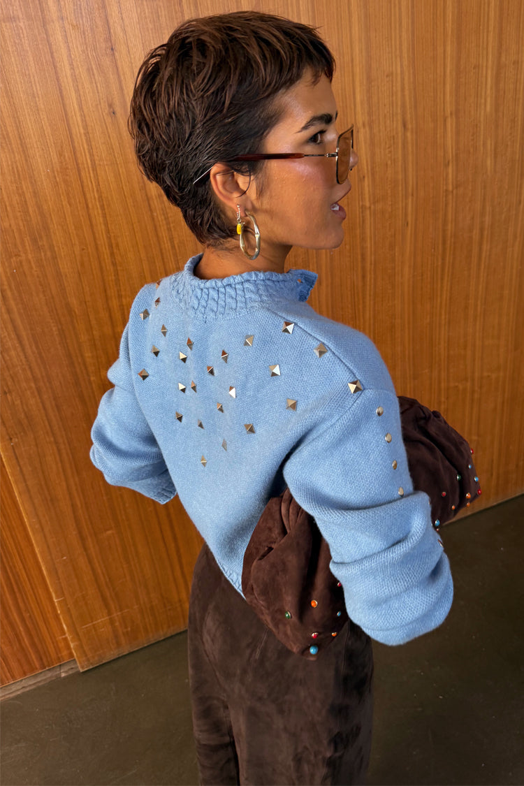 Ice Blue Studded Cardigan