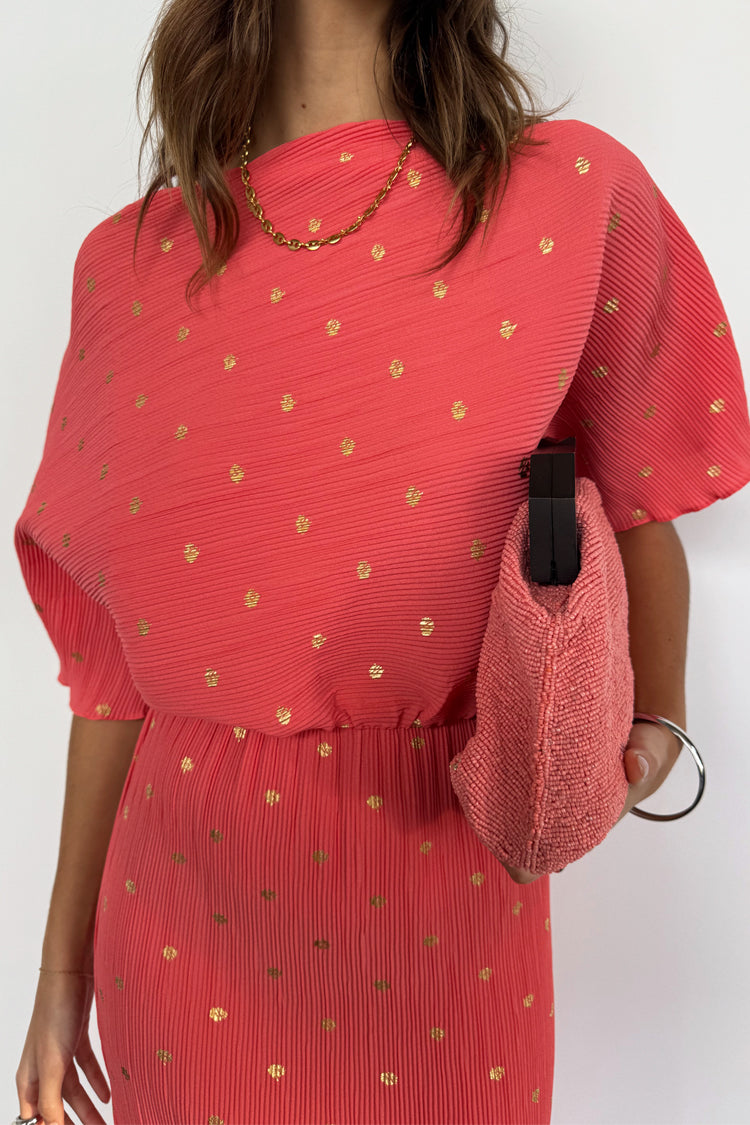 Coral Plisse Tilly Dress