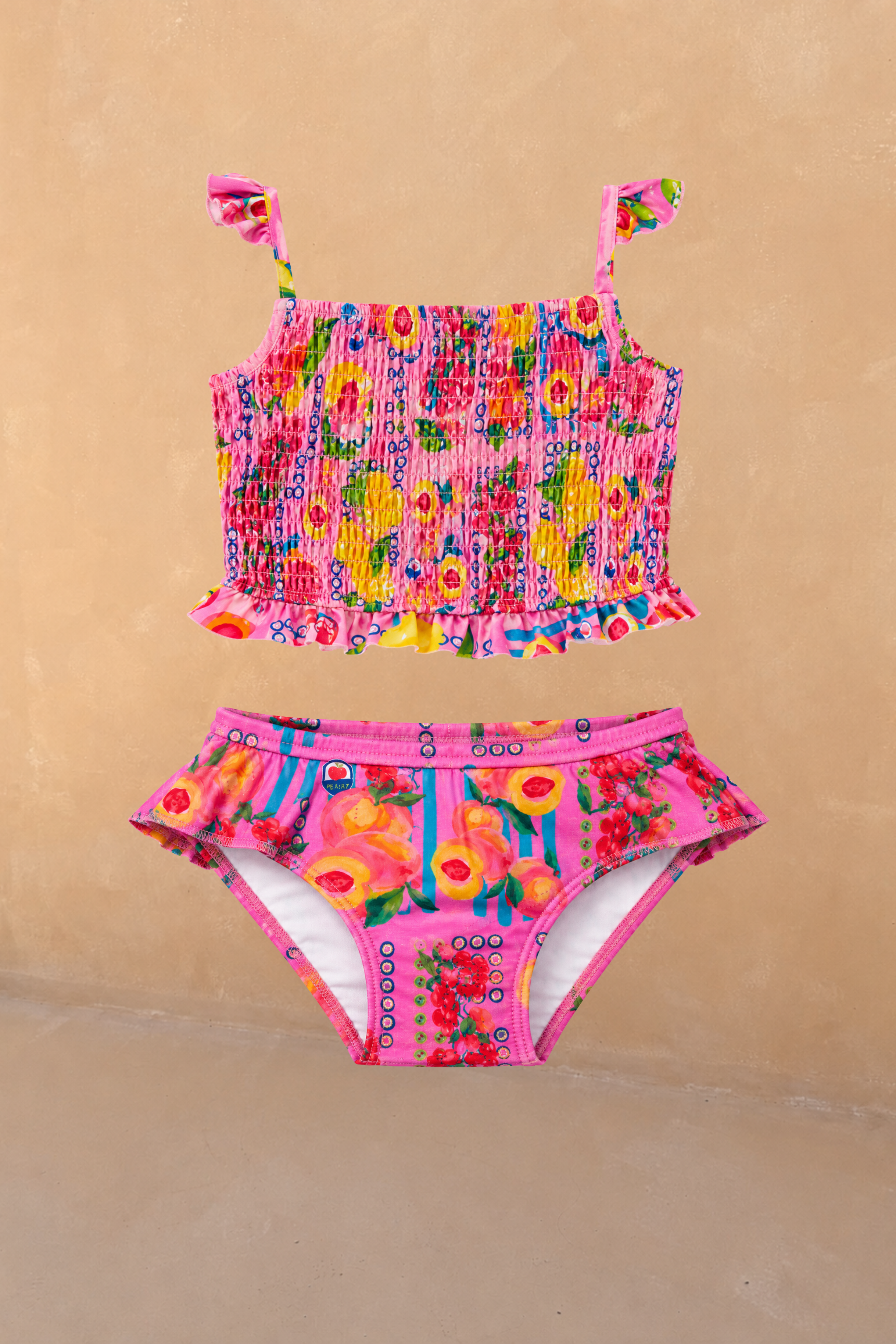 Girls Pink Fruit Crop Bikini Set
