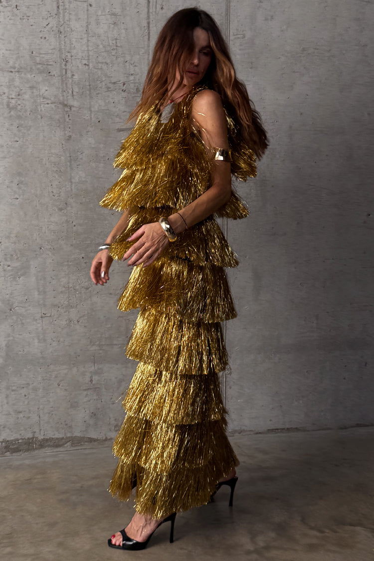 Gold Fringe Dress