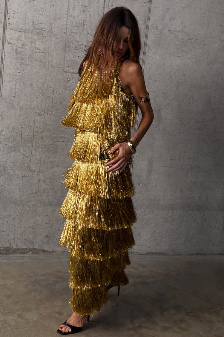 Gold Fringe Dress