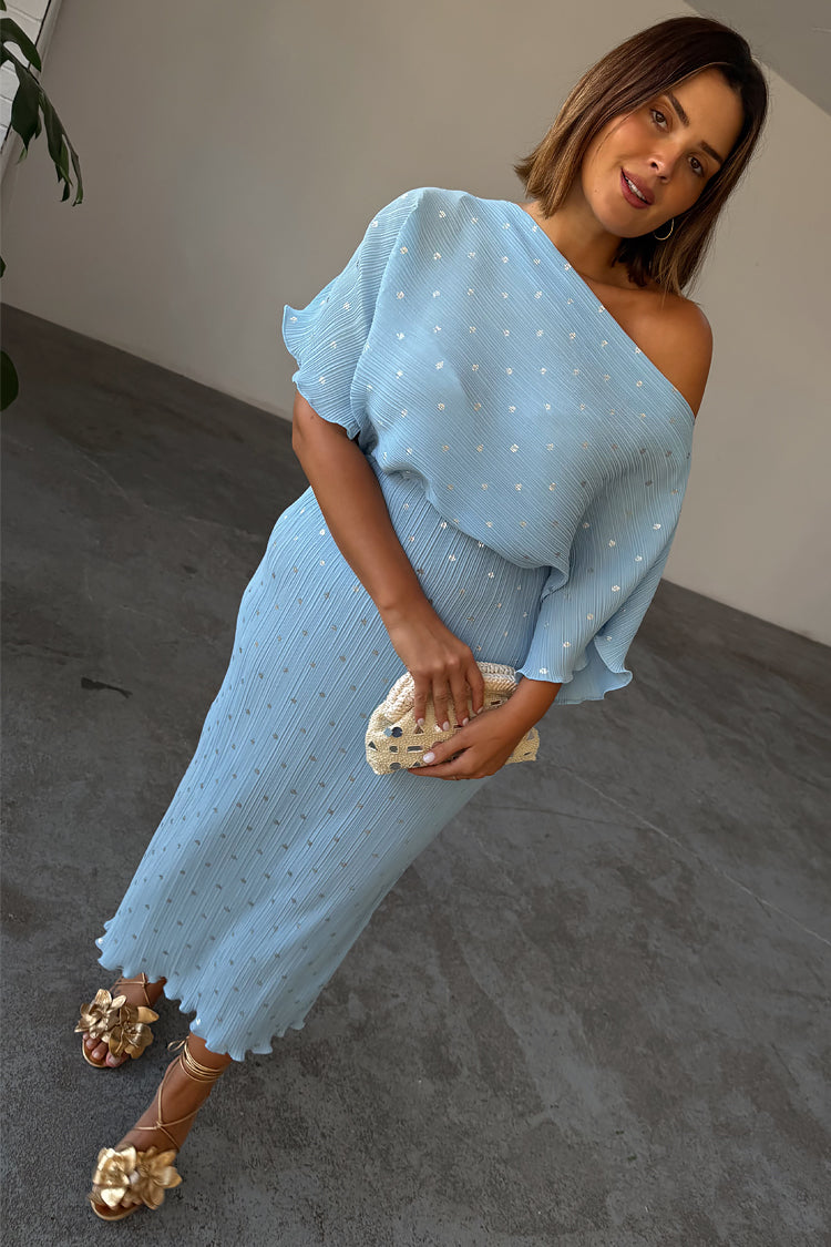 Ice Blue Plisse Tilly Dress