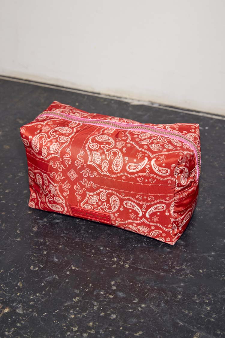 Red Bandana Reversible Make Up Bag