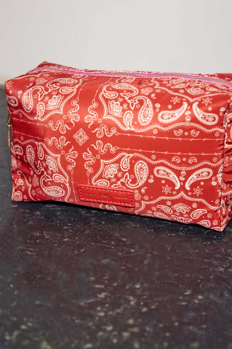 Red Bandana Reversible Make Up Bag