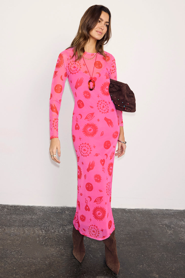 Pink and Red Morocco Mesh Dress