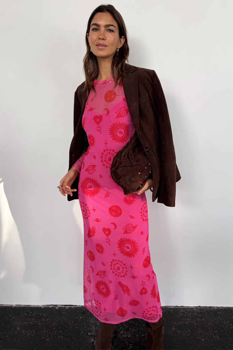 Pink and Red Morocco Mesh Dress