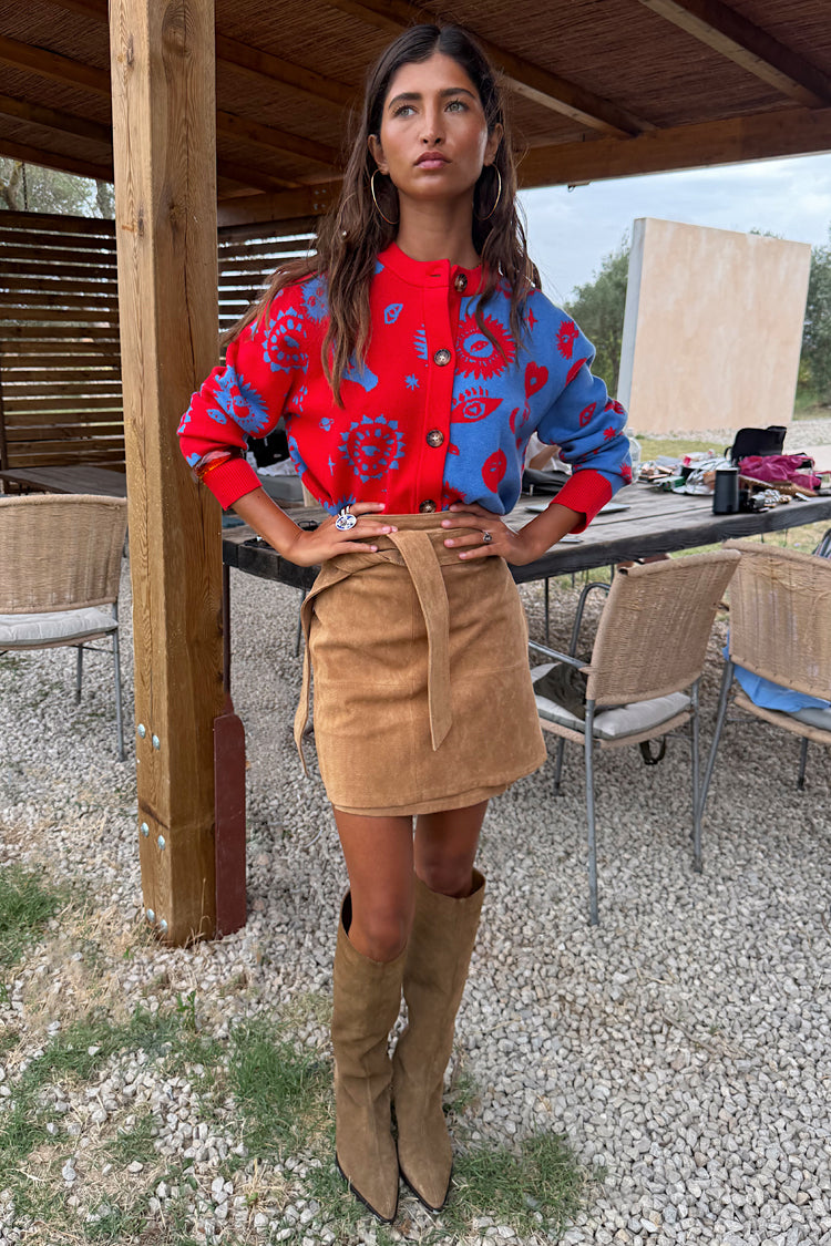 Blue and Red Holly Cardigan