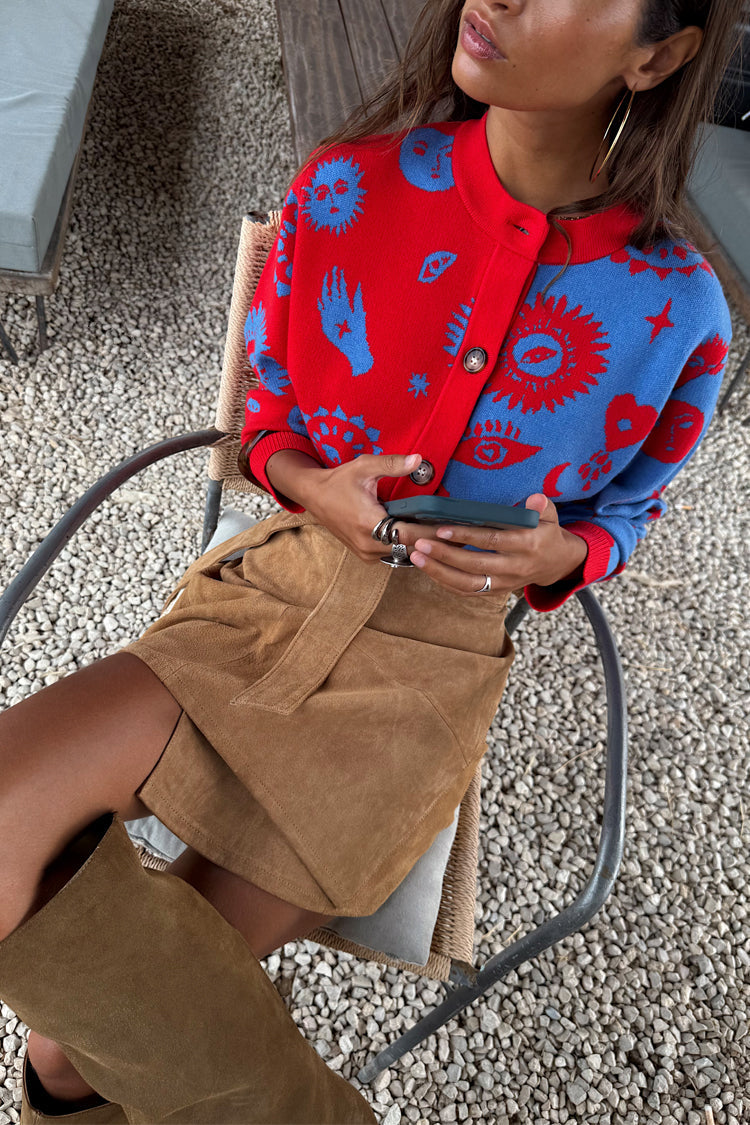 Blue and Red Holly Cardigan