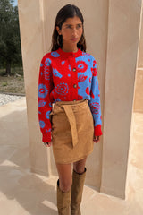 Blue and Red Holly Cardigan