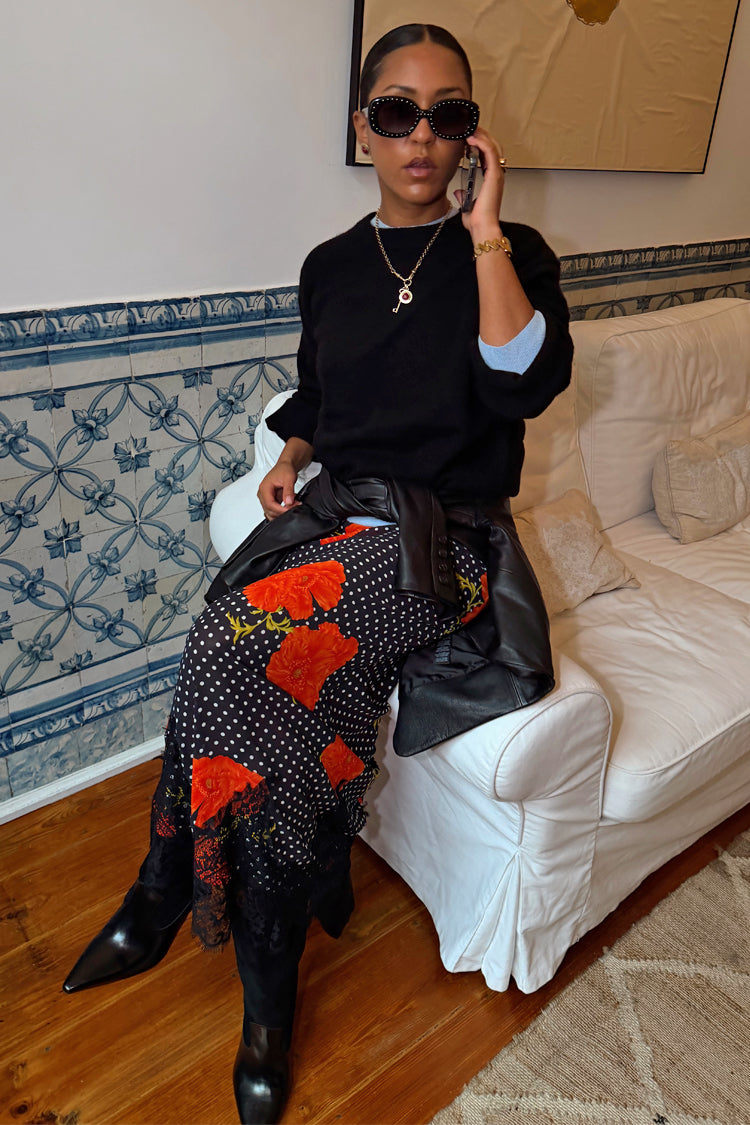 Black Poppy Midi Maeva Skirt