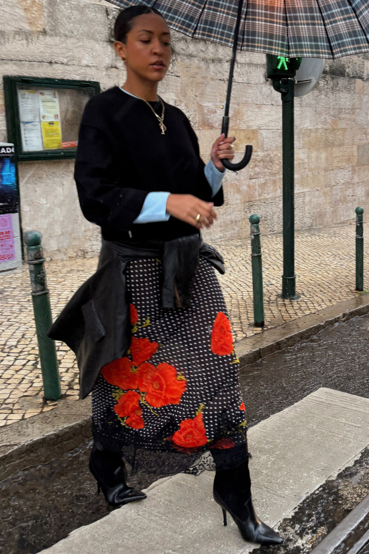 Black Poppy Midi Maeva Skirt