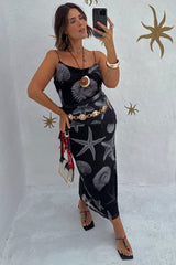 Black Seashell Mesh Cami Dress