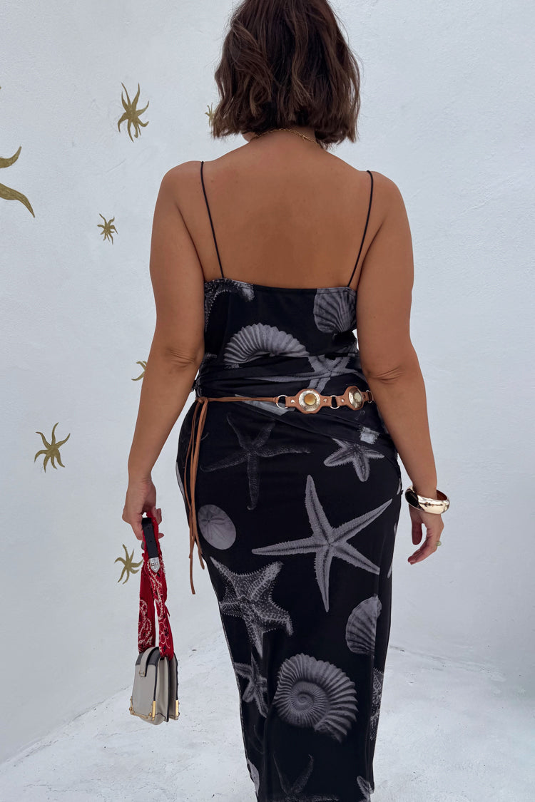 Black Seashell Mesh Cami Dress