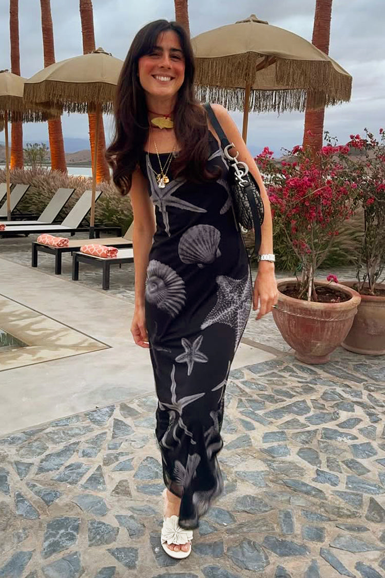 Black Seashell Mesh Cami Dress
