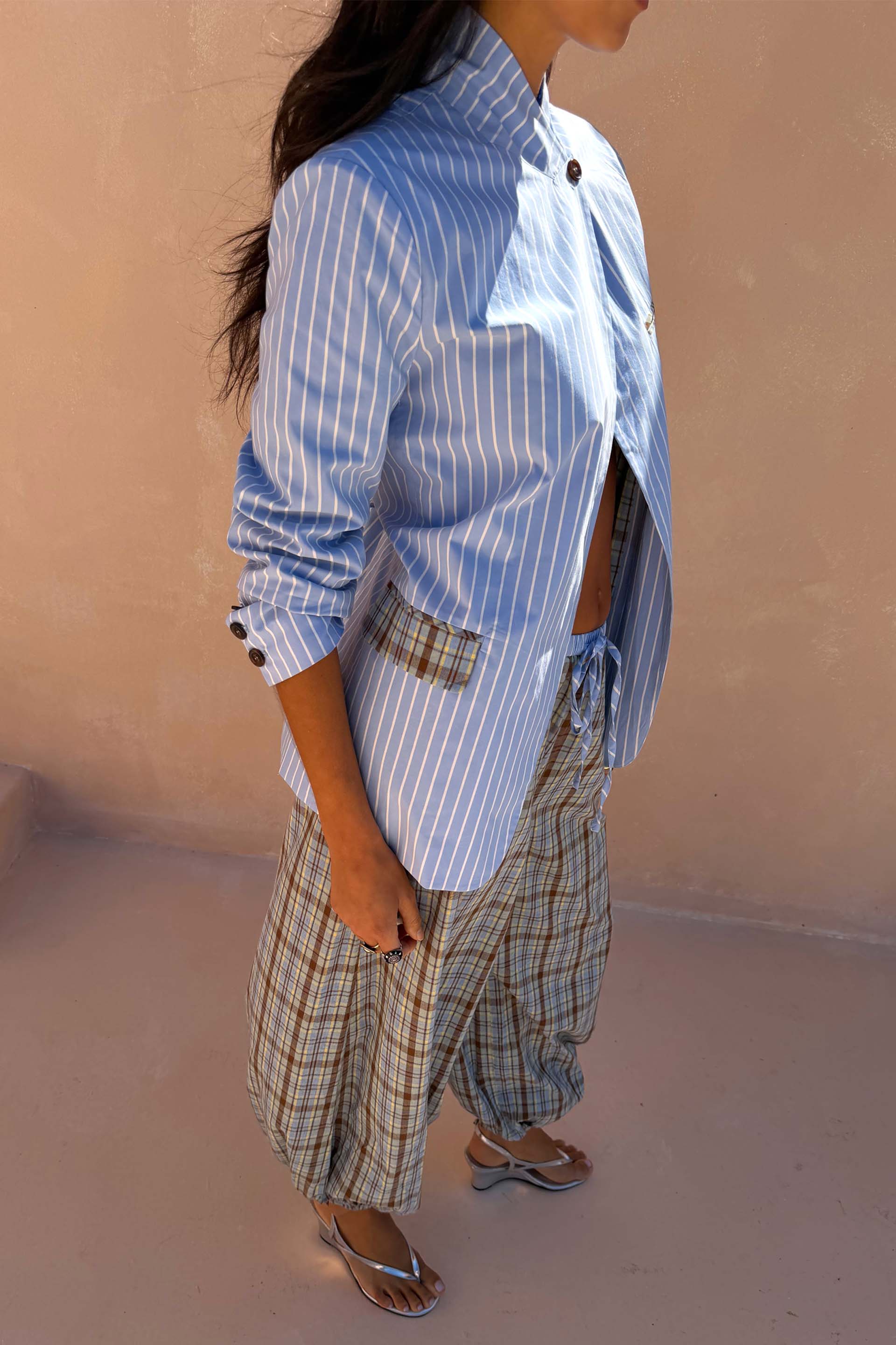 Blue Stripe Foldover Blazer