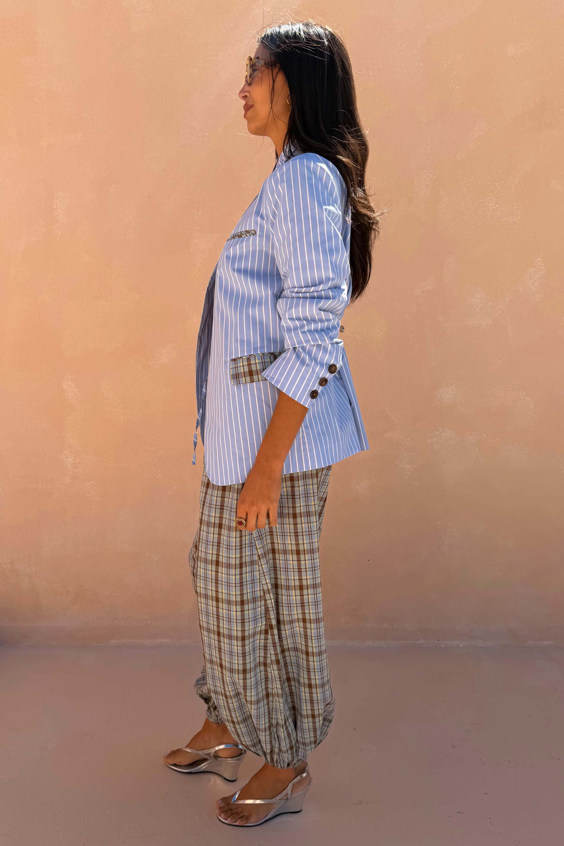 Blue Stripe Foldover Blazer