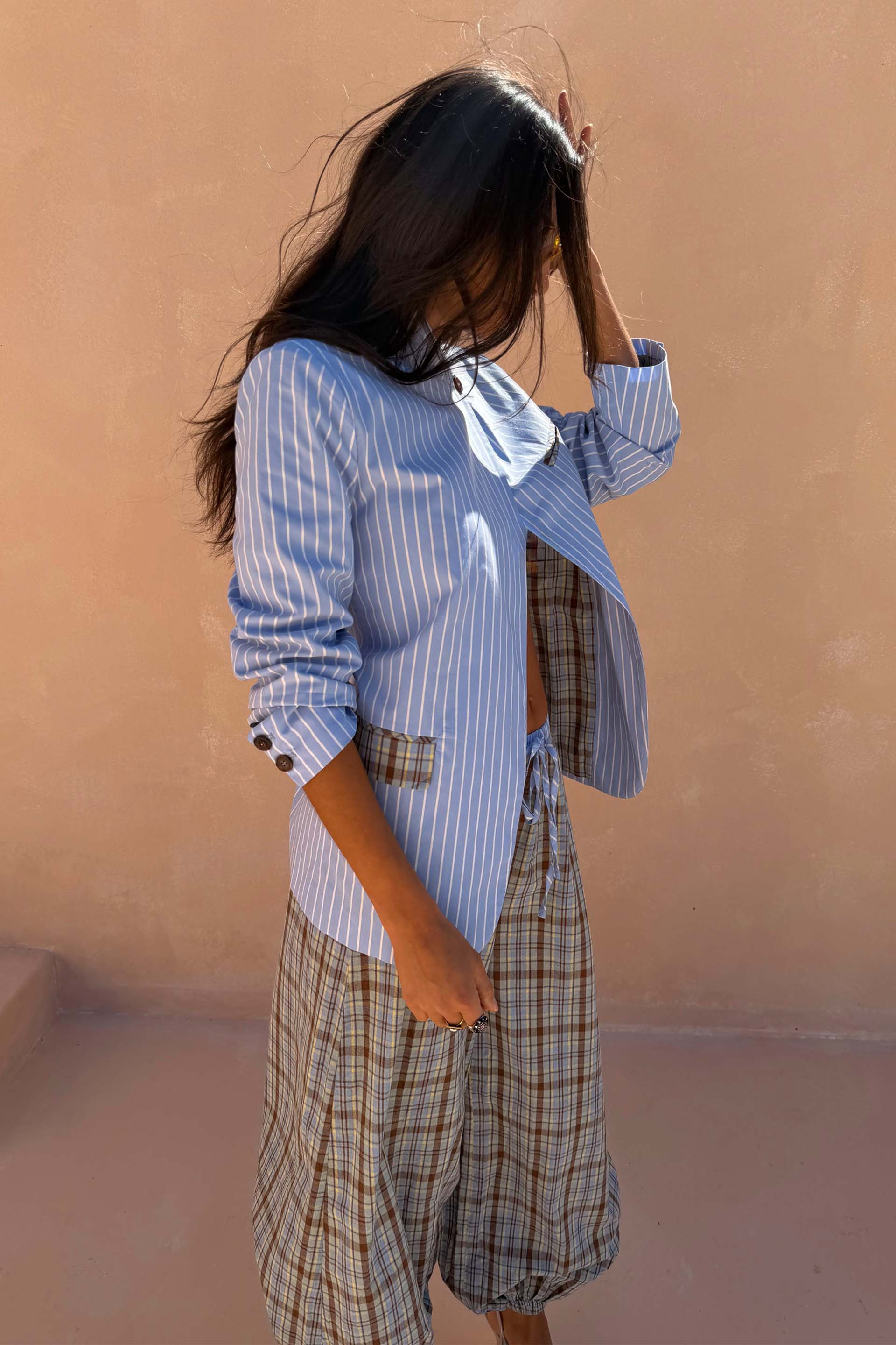 Blue Stripe Foldover Blazer