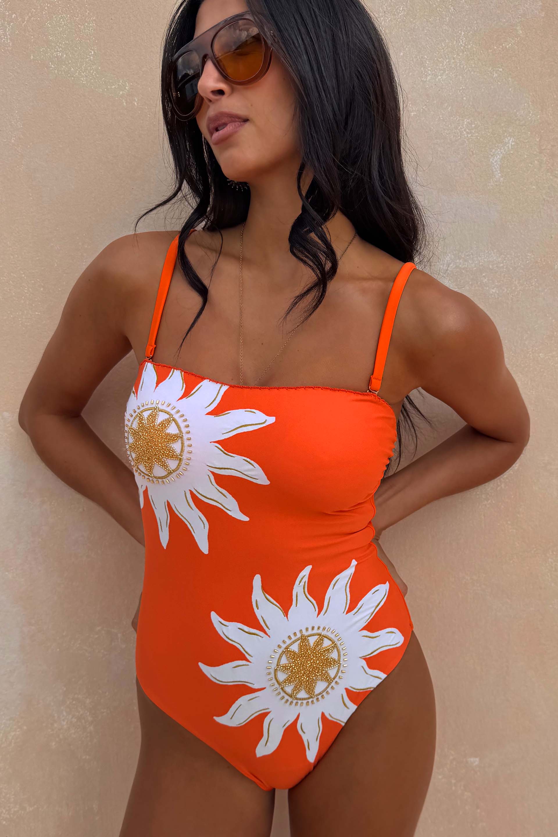 Orange Sun Bandeau Swimsuit