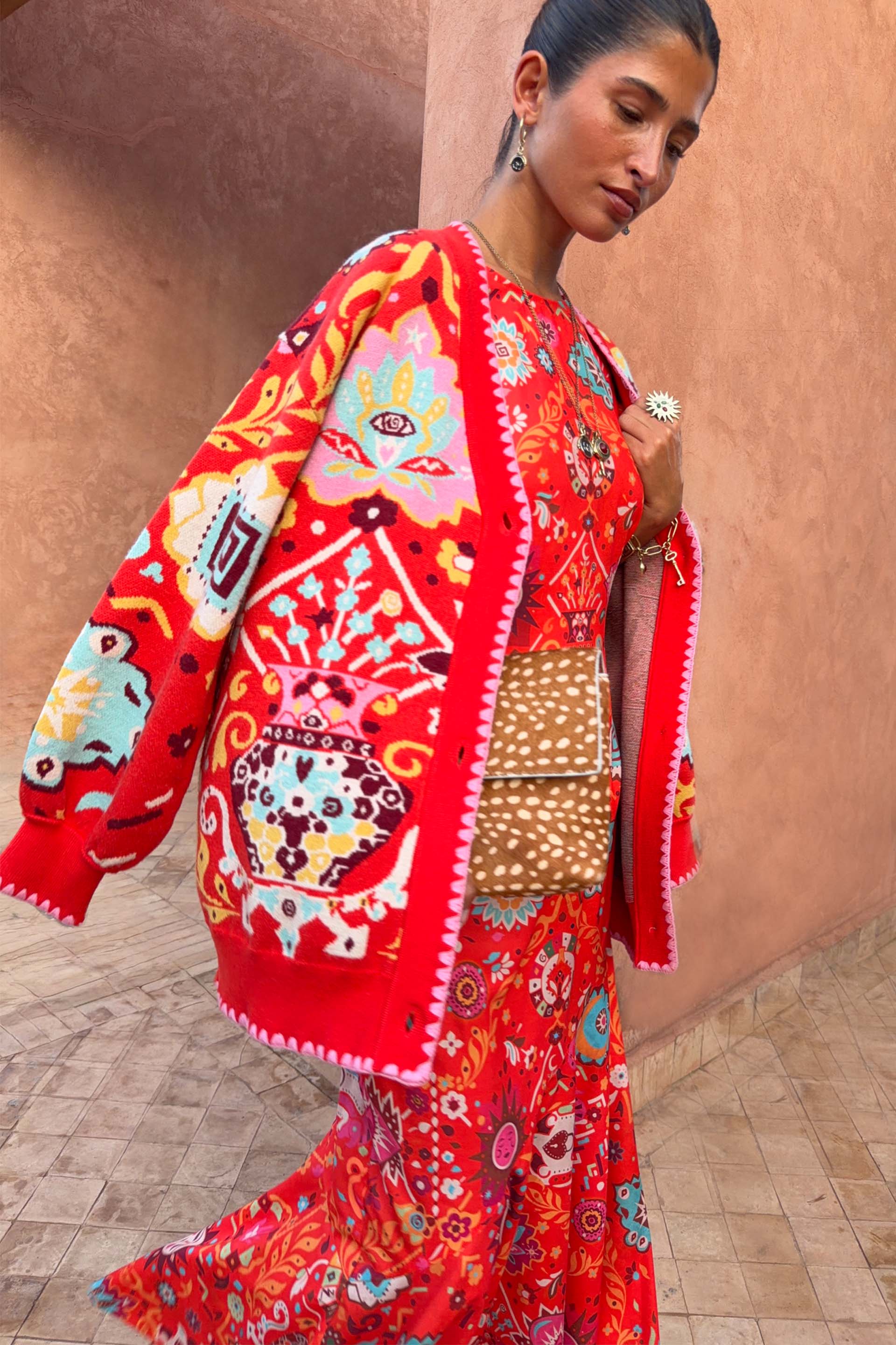 Tomato Tapestry Martha Cardigan